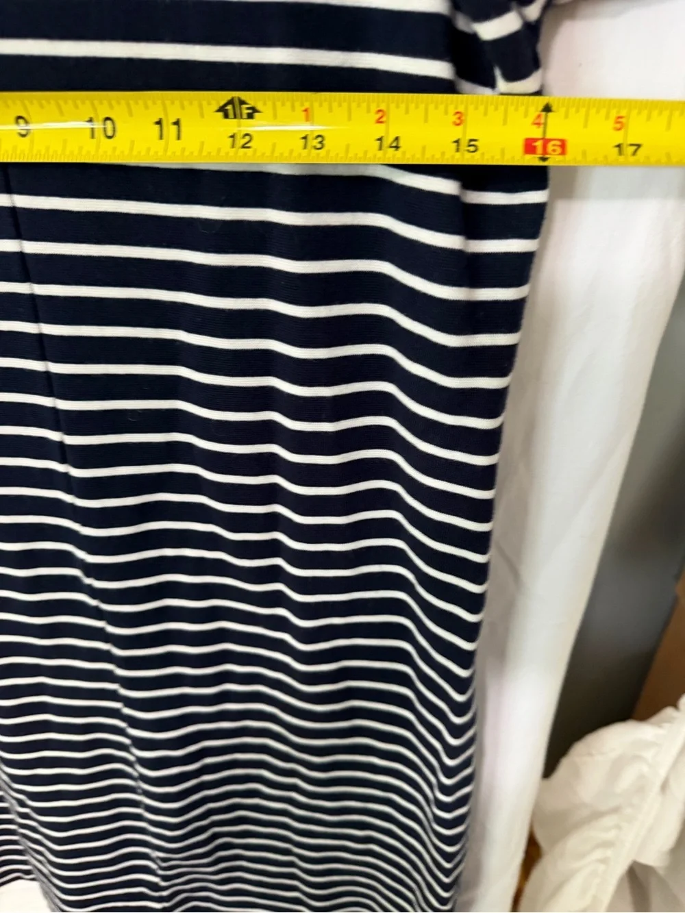 J. Crew Navy and White Striped Long-Sleeve Boatneck Dress